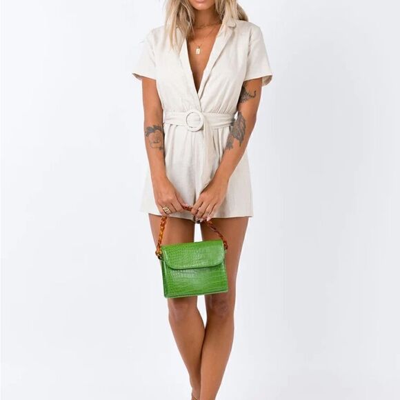 NWT PRINCESS POLLY Tan Belted Romper - Picture 1 of 4
